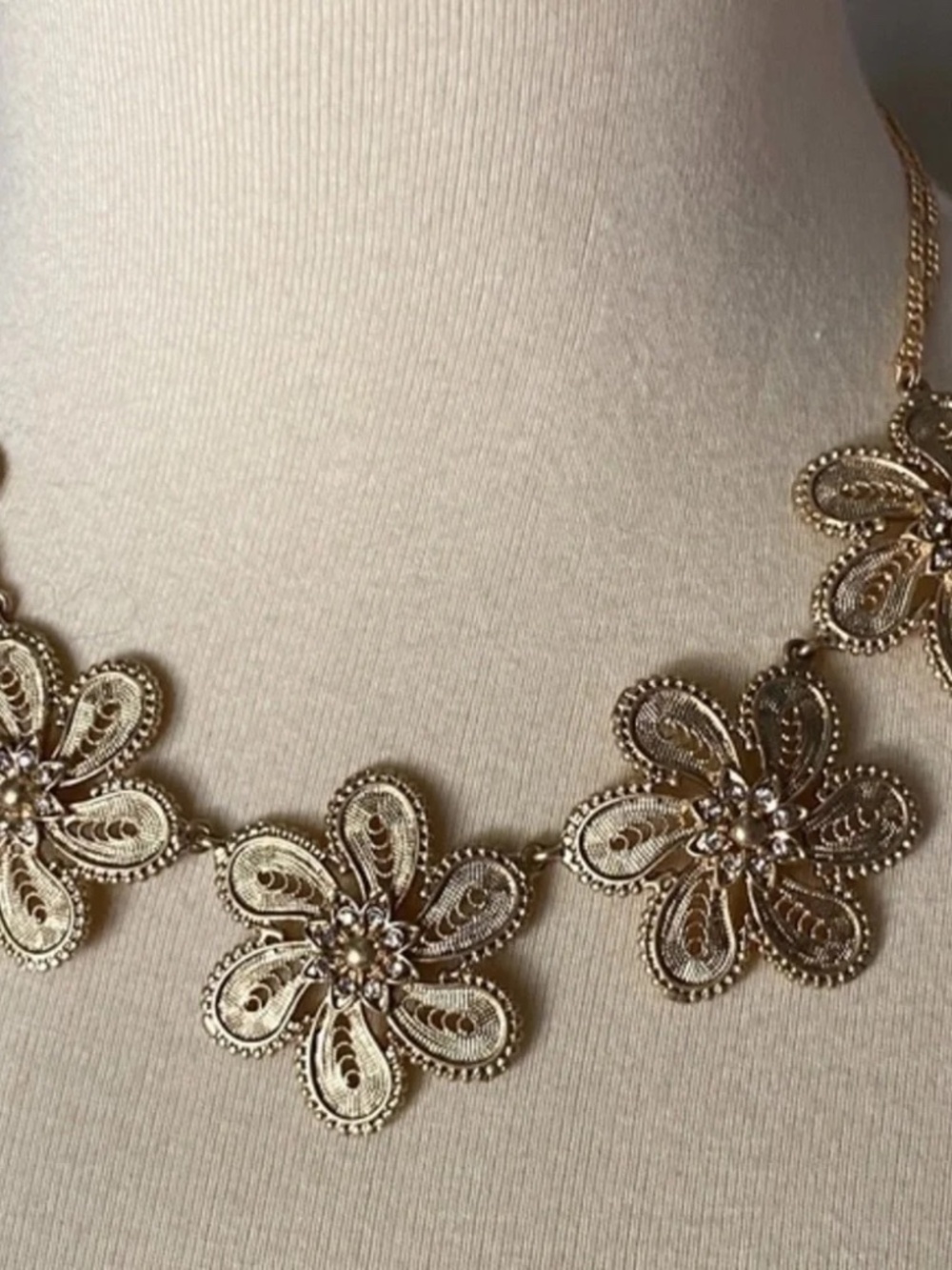 Anthropologie Fall Filigree Flower Bib Necklace - Picture 2 of 5